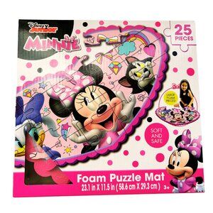 Minnie Mouse Heart Shaped Disney Junior Large Foam Puzzle Mat 25 Pieces Ages 3+